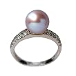 Diamond River Lavender Cultured Pearl Cubic Zirconia Platinum Overlay Sterling Silver Ring