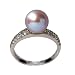 Diamond River Lavender Cultured Pearl Cubic Zirconia Platinum Overlay Sterling Silver Ring