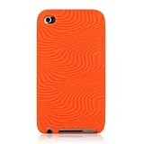 Orange Minisuit Touch Case – Silicone skin design cases for Apple iPod Touch 4g 4th Generation bonus screen protector + Minisuit LCD Cleaner