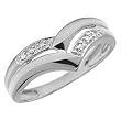10K White Gold Diamond Chevron Promise Ring
