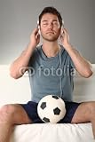 Wallmonkeys Peel and Stick Wall Decals - Junger Mann Mit Kopfhörern Hört Musik Und Hat Einen Fussball - 18