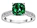 1.55 cttw 14k white gold plated silver Solitaire engagement Ring with Cushion Cut Simulated Emerald and 6 genuine diamonds - Gold Plated Silver
