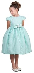 Girls General Print Round Neck Cap Sleeves   Dress With a Bow(s)