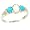 Ladies Solid White Gold Natural Opal & Turquoise English Victorian Trilogy Ring - Size 5 - Finger Sizes 5 to 12 Available