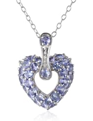 Sterling Silver Tanzanite Heart Pendant Necklace, 18"
