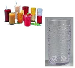 Carlisle Pebble Optic Drinkware Tumblers, 16 ounce, Clear Color (One Dozen Dishwasher Safe Break Resistant SAN Plastic Drinking Glasses)