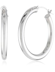 Duragold 14k White Gold Hoop Earrings, (1" Diameter)