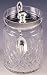 CRYSTAL JAR WITH SPOON - DIAMOND AND WEDGE CUT CRYSTAL JAR WITH SILVER SPOON