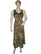 Womens Boho Leopard Print Elastic Waist Chiffon Long Maxi Dress