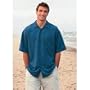 Bill Blass Men's Jacquard Camp Shirt in Wedgewood - Medium