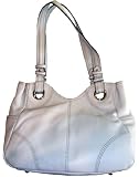 Women's Tignanello Purse Handbag Pebble Leather Eyelet Shopper Eggshell