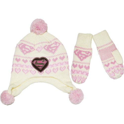  Supergirl Knit Hat and Mitten Set (Youth 4-7)