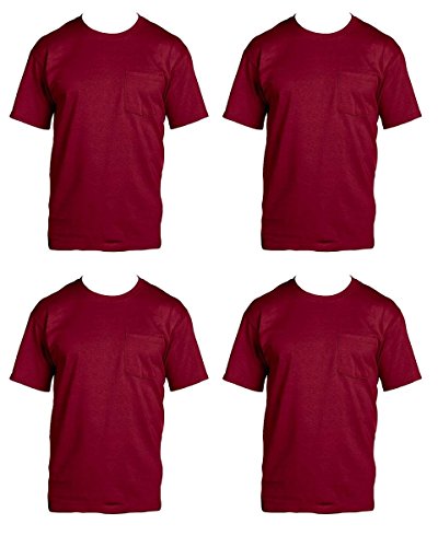 Fruit of the Loom Mens 4 Pack Pocket Tee fgdfg Maroon X-Large