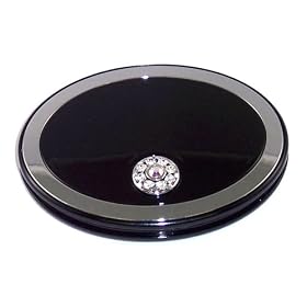 Danielle Oval Magnification Compact Mirror with Swarovski Crystals, 5x