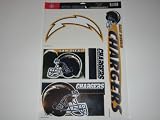 SAN DIEGO CHARGERS Removable Reusable Team Logo STATIC WINDOW CLINGS (Set of 5)