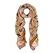 Elegant Birds Print Fashion Scarf, Tan