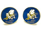 U.S Navy SeaBee Round Military Cufflinks w/Gift Box