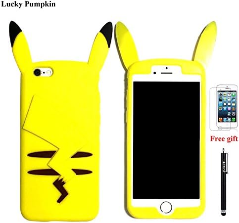 iPhone 7 Plus Yellow Soft Silicone Back Cover, Lucky Pumpkin 3D Cute Cartoon Case for iPhone 7Plus (Yellow, iPhone 7 Plus)