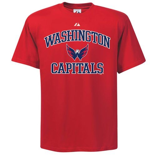 NHL Washington Capitals Capitals Heart And Soul II Adult Short-Sleeved Basic Tee,Athletic Red,X-Large