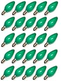 Green C7 Candelabra Screw (E12) Base Ceramic Christmas Holiday Light Bulb Replacement 25 Pack