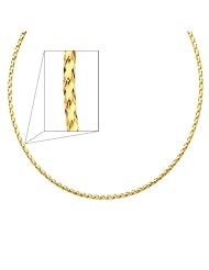 14K Yellow Gold 3mm Sparkle Omega Necklace with Lobster Claw Clasp - 17" Inches
