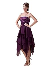 Strapless Charmeuse/Chiffon/Silk Beaded Tea Length Evening Dress 