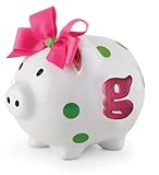 Mud Pie Baby Girl Pink Initial Ceramic Piggy Bank, Letter G
