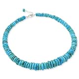 .925 Silver & Turquoise Graduated Bead Necklace- 17+ IN