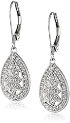10k White Gold Filigree Teardrop Diamond Earrings (1/4 cttw, I-J Color, I2-I3 Clarity)