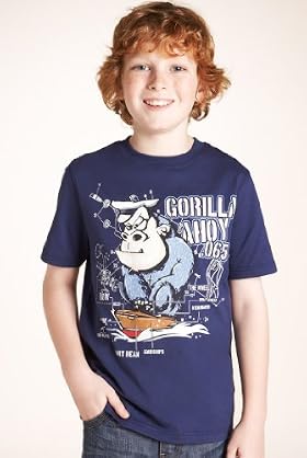 Pure Cotton Crew Neck Gorilla Ahoy T-shirt