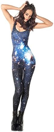 New Women Galaxy Sleeveless Round Collar Leggings Yoga Suit Pants Jumpsuits (XL)