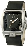 Kahuna Stainless Steel Mens Black Analogue Dial & Black Leather Strap Watch