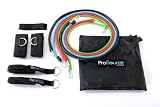 Set of 4 ProSource Premium Stackable Latex Exercise Resistance Bands Tubes Cords w/ Door Anchor, Ankle Strap, Carrying Case and Exercise Manual