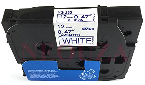 Blue on White Label Tape Compatible for Brother TZ 233 TZe 233 12mm P-Touch 8m