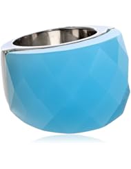 Stainless Steel with Simulated Gemstone Faceted Ladys Ring