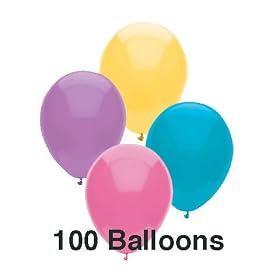 100 Party Balloons - 11 Round Latex, Pastel Assortment - Passion Pink, Lucious Lavender, Island... by Balloon Supply Of America