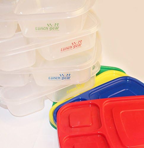 3 Compartment Lunch Container Kid-Friendly Bento Box with Bento Band for Fresh, Healthy, Portable Meals | Multicolored Pk. Of 4