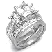 Beautiful Cubic Zircon Silver Wedding Ring Set