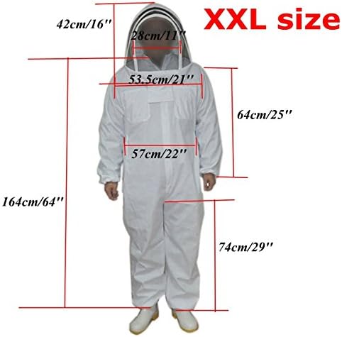 SingWing Professional Cotton Beekeeper Suit-XXL, with Self Supporting Veil for Bee Keepers