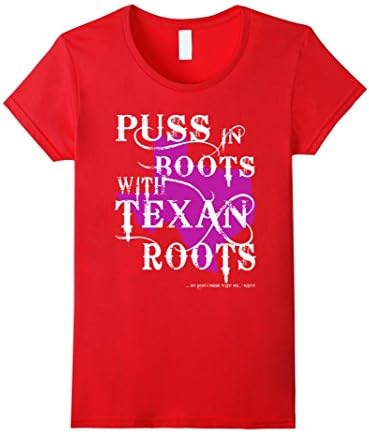 Women's Cow Girl T-Shirt: Puss In Boots With Texan Roots XL Red