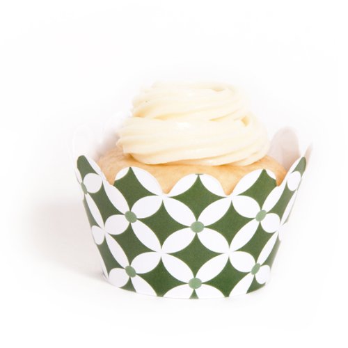 Dress My Cupcake Mini Leaf Green Diamonds Cupcake Wrappers, Set of 18