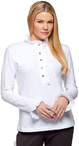 UPF Sun Shop Women's 50 Rodica Ruffle Polo Medium White