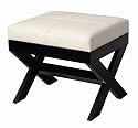 Furniture online: OSP Designs X-Leg Eco Leather Ottoman, Cream