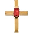 14K Yellow Gold Ruby Cross Pendant