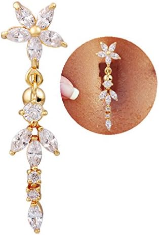 Top Down 18k Gold Plated Star Stainless Steel Belly Navel Piercing Barbell Ring
