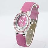 MANHATTAN by CROTON Women's Austrian Crystal Embellished Pink Strap Watch. Model: CMH5087PK