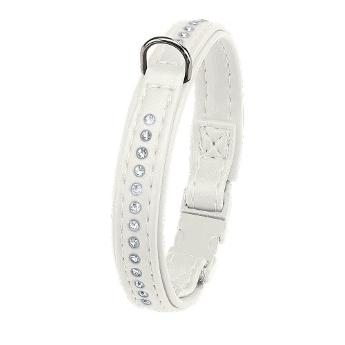Ferplast 76013011 Hundehalsband,  weiss mit weissen Strassteinen