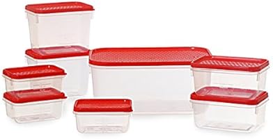 All Time Plastics Polka Container Set, Set of 8, Red