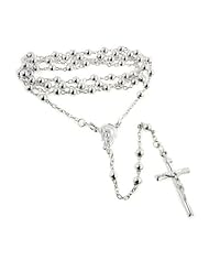 Catholic Sterling Silver Rosary Beads 24" Necklace with Crucifix