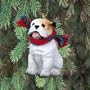 Bulldog White Christmas Ornament